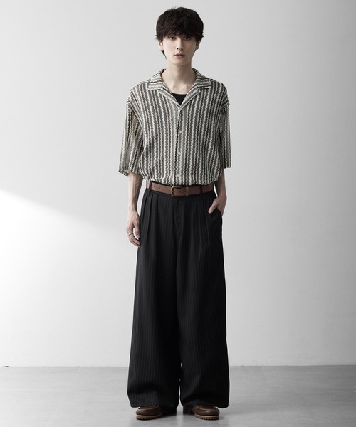 RUUBON ワイドパンツ スラックス 「RUUBON」3tuck straight wide pants