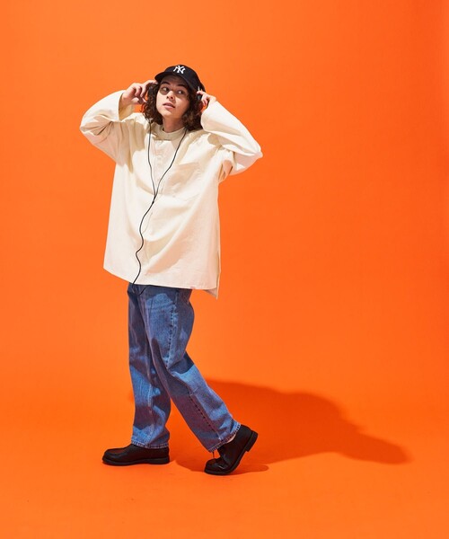 「HINSON」 長袖シャツ MEDIUM アイボリー メンズ_画像7