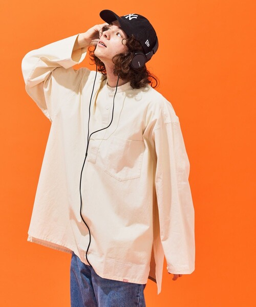 「HINSON」 長袖シャツ MEDIUM アイボリー メンズ_画像8