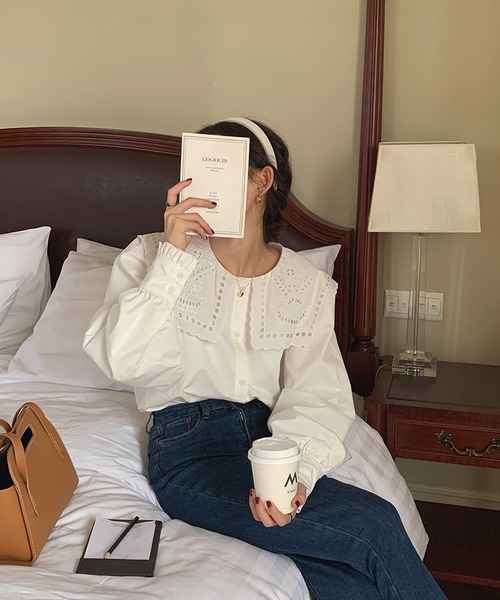 「shopnikoniko」 長袖シャツ フリー ホワイト レディース_画像3