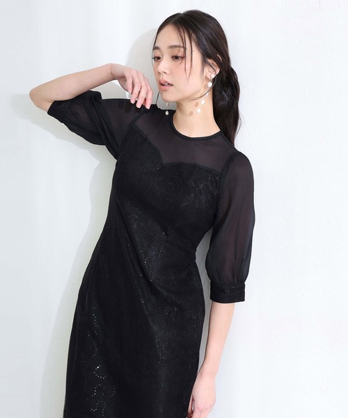 「PourVous」 7分袖ワンピース L ライトブルー レディース_画像2