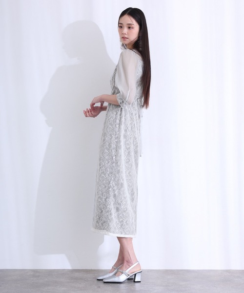 「PourVous」 7分袖ワンピース L ライトブルー レディース_画像7
