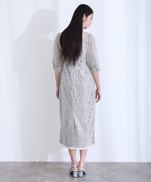 「PourVous」 7分袖ワンピース L ライトブルー レディース_画像8