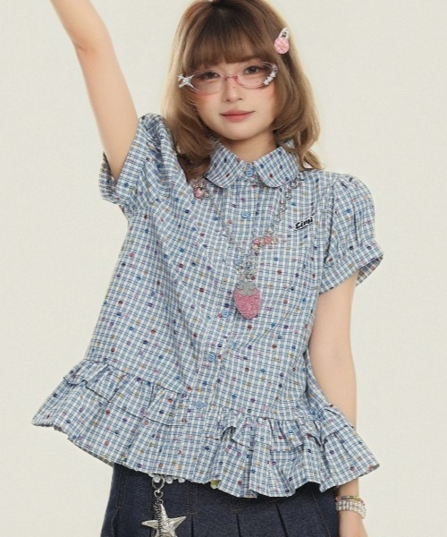 gossip!ロサンゼルス ブラウス シャツ 半袖 「Y2Kガーリー」レトロ