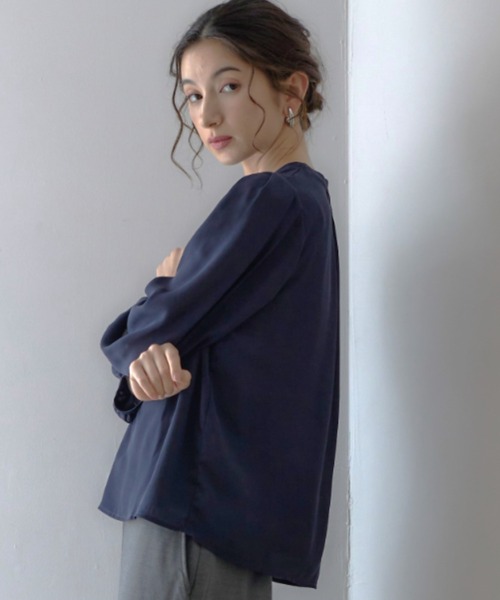 「RIRIYANO」 7分袖ブラウス X-LARGE ネイビー レディース_画像3