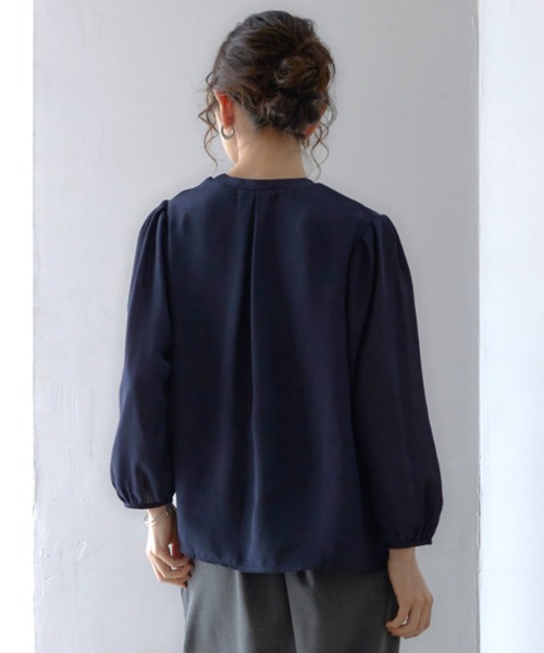 「RIRIYANO」 7分袖ブラウス X-LARGE ネイビー レディース_画像4
