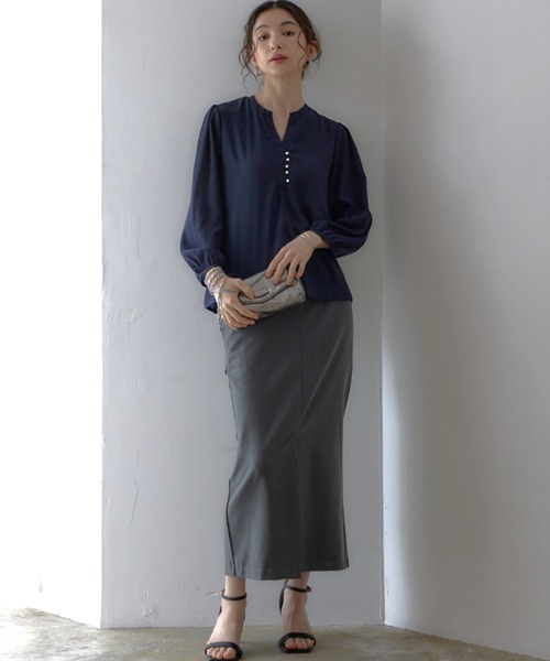 「RIRIYANO」 7分袖ブラウス X-LARGE ネイビー レディース_画像5