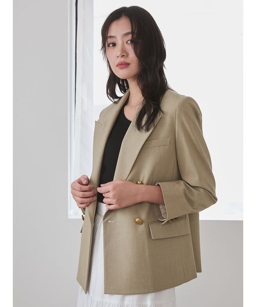【ミラオーエン】美品　今季完売グレーベージュ　ダブルブレストブレザー　金ボタン Mila Owen（ミラオーウェン） ジャケット テーラードジャケット 金釦