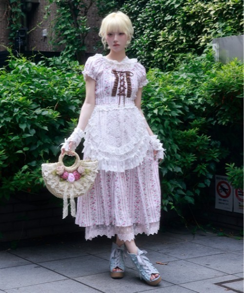 myu：loret（ミュウロレット） ワンピース 半袖 ストライプ花柄