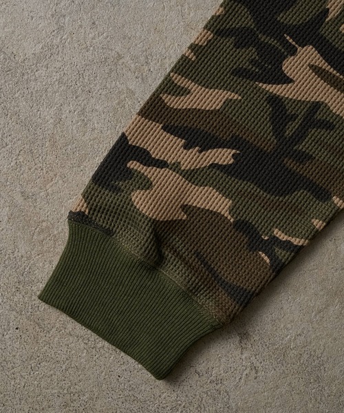ADAMASTE ヘンリーネック tシャツ Camo Thermal Henry Neck L/S Tee