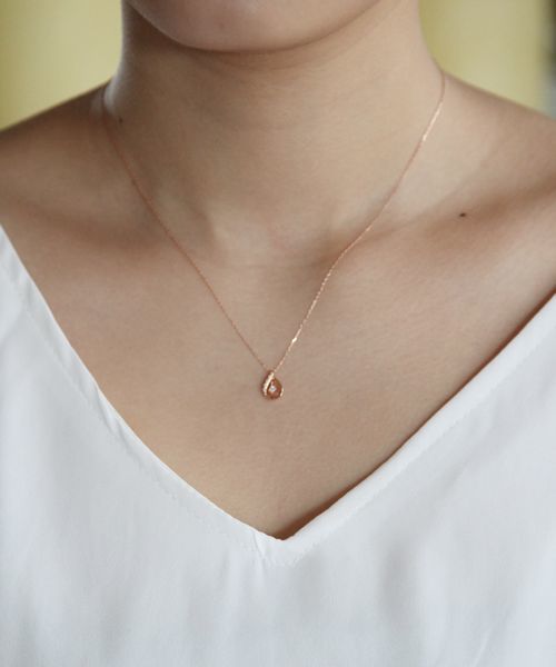 Canal 4℃ ネックレス K10 ピンク ダイヤモンド ライン 国内発送 Canal4℃ ネックレス K10ピンクゴールドネックレス レディース
