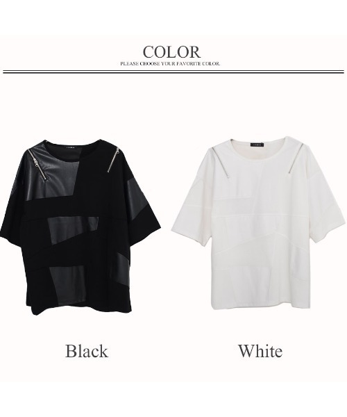 tシャツ 「CIVARIZE/シヴァーライズ」PUレザー切り替えパッチワーク