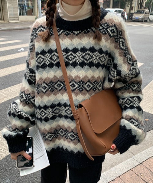 ニット セーター ノルディックレトロニット レディース