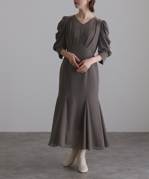 atlo by Pour Vous ビスチェ風ボリュームスリーブ　シフォンドレス atlo by Pour Vous ビスチェ風ボリュームスリーブ シフォン