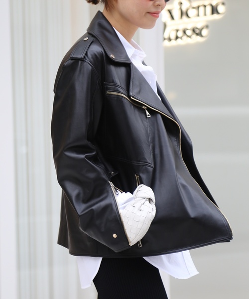 Deuxieme 【MY WHITE/マイホワイト】LEATHER ジャケット Deuxieme Classe ジャケット ライダースジャケット 【MY WHITE