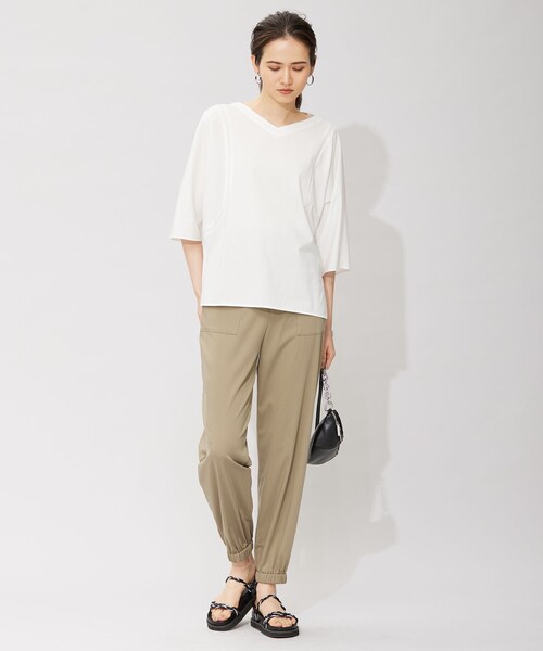 tシャツ 「洗える」 ブラウスライクジャージー ドルマンスリーブカットソー レディース セール】【洗える】 ブラウスライクジャージー ドルマンスリーブ