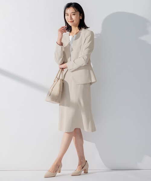 23区 【セットアップ対応/洗える】合繊 ノーカラー ジャケット スカート 23区 スカート 「セットアップ対応/洗える」合繊 セットアップ