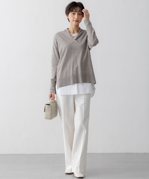 パンツ 「CLASSY.2月号掲載/洗える」TRストレッチギャバ ワイドパンツ レディース_10