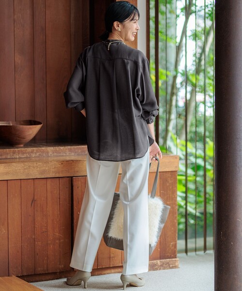 パンツ 「CLASSY.2月号掲載/洗える」TRストレッチギャバ ワイドパンツ レディース_14