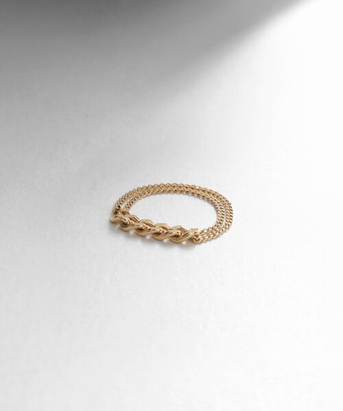 COCOSHNIK（ココシュニック） 指輪 リング K10ダブルキヘイ チェーン