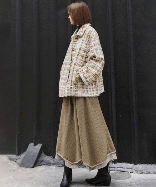 グラフペーパー　チェックギャバジンオーバーサイズショートコート　サイズ2 Graphpaper グラフペーパー オーバーサイズド ショートコート シャツ