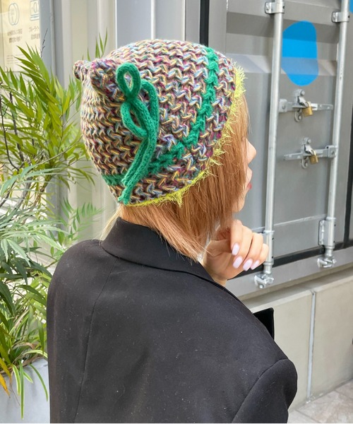 ニット帽 ニットキャップ 「HIKA」手編み猫耳ニットCAP レディース