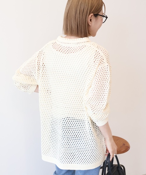 美品 レキップ 24SS 透かしレース柄ニットカーディガン ホワイト 美品 レキップ 24SS 透かしレース柄ニットカーディガン ホワイト