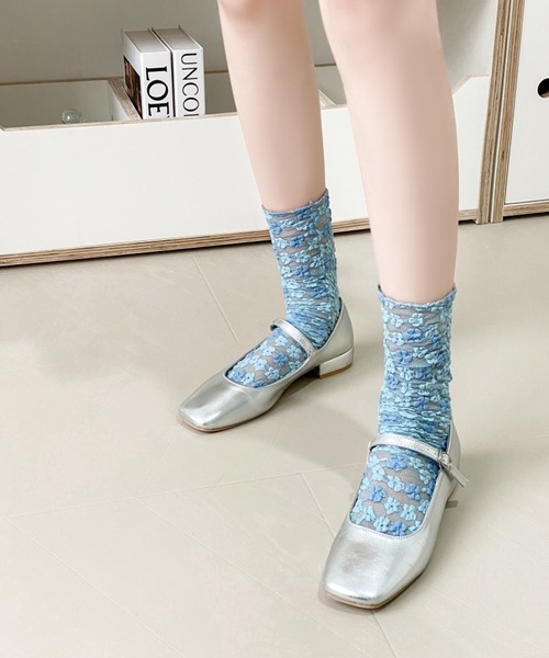 mosox 靴下 韓国風花柄透け感ソックス レディース : ZOZOTOWN Yahoo!店