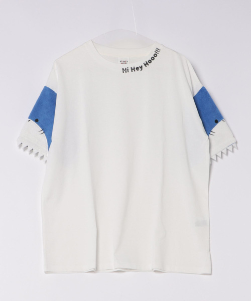 tシャツ 「Hi Hey Hoooo/ハイヘイホー」袖アニマル半袖Tシャツ　アニマルシリーズ レディース