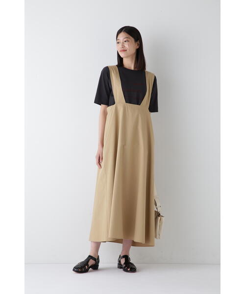 ヒューマンウーマン／定価2.8万円 快適ポンチ生地 ワンピースジャンパースカート human woman（ヒューマンウーマン） ジャンパースカート 近江晒