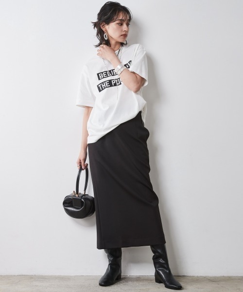 EVERYDAY I LIKE. ジャージーロングタイトスカート 36  M 黒 CHIC STYLE スカート ダブルジャージタイトロングスカート