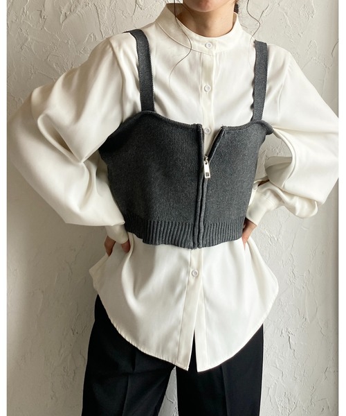 ベスト ジレ 「2025SS」フロントジップチュニックビスチェ「洗える」 レディース She's Closet ベスト ジレ ショート丈フロントジップニット