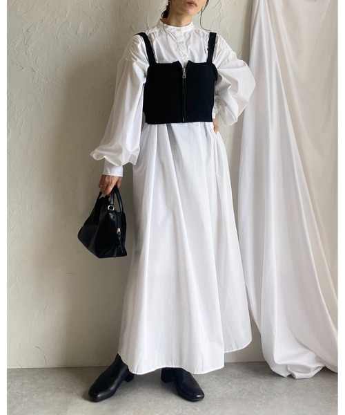 ベスト ジレ ZIPニットビスチェ レディース She's Closet ベスト ジレ ショート丈フロントジップニット