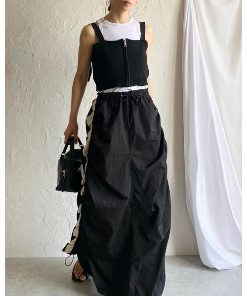 She's Closet ベスト ジレ ショート丈フロントジップニットビスチェ