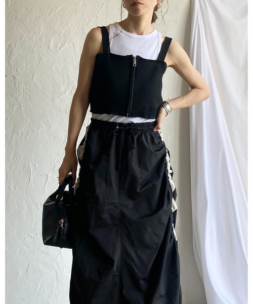 She's Closet ベスト ジレ ショート丈フロントジップニット