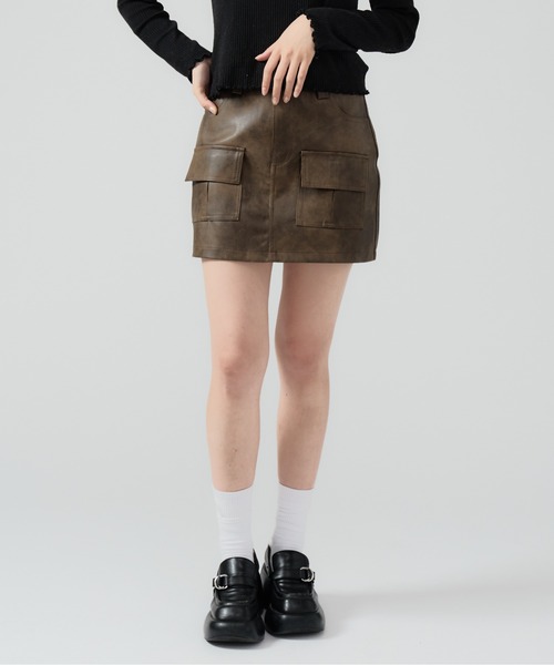 Chick スカート Fake Leather Mini Skirt / フェイクレザーミニ