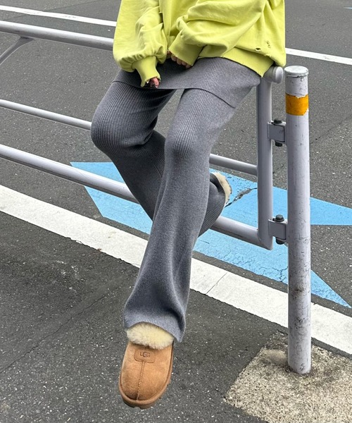Alley Tokyo パンツ リブニットスカートパンツセット レディース 