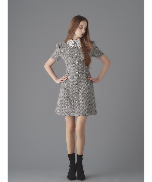 Tweed Dress with Chemical Lace | エミリアウィズ 公式