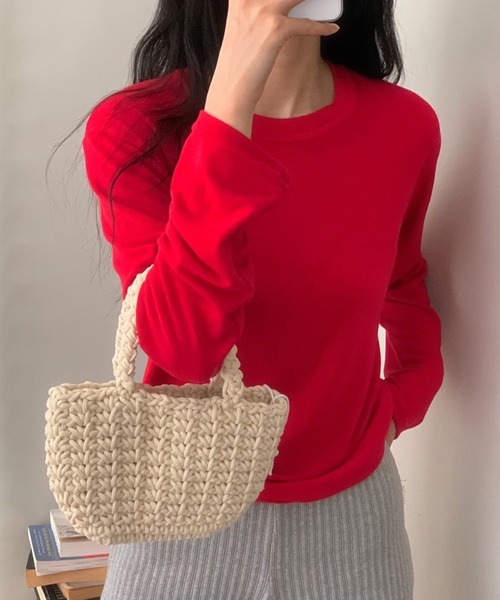 pelleq シアーロングスリーブカットソー　レッド　 新品未使用 pelleq シアーロングスリーブカットソー レッド 新品未使用