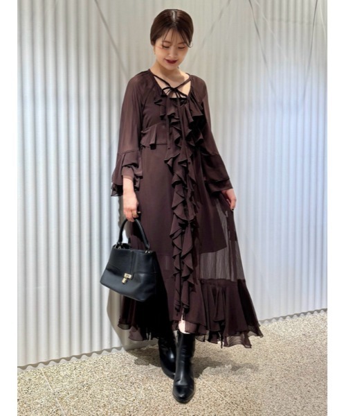 SNIDEL ワンピース フリルドレープロングドレス : ZOZOTOWN Yahoo!店 