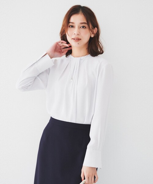 axes femme ブラウス シャツ ジャカード×プリーツブラウス