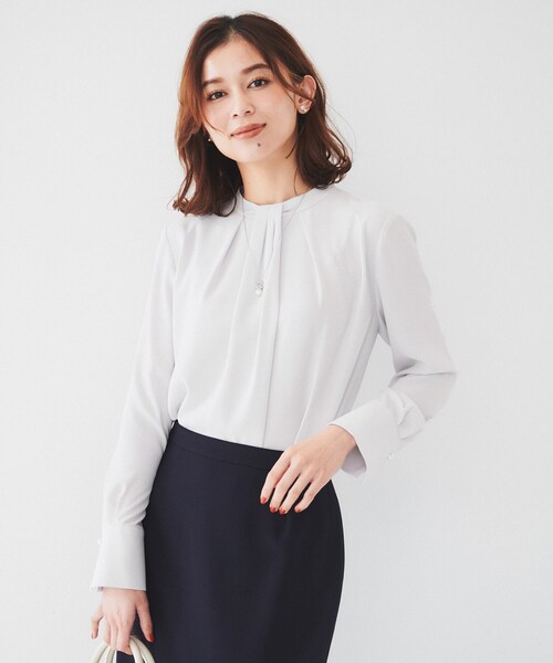 UNTITLED ブラウス シャツ 「通勤」ジョーゼット タックブラウス