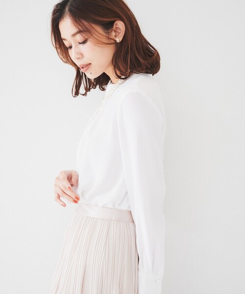 UNTITLED ブラウス シャツ 「通勤」ジョーゼット タックブラウス