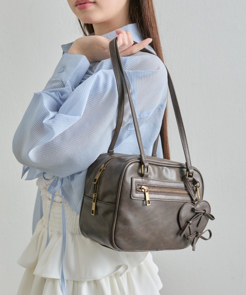 OLIVE des OLIVE リボンハートポーチ付きボストン OLIVE des ショルダーバッグ バッグ リボンハートポーチ付き