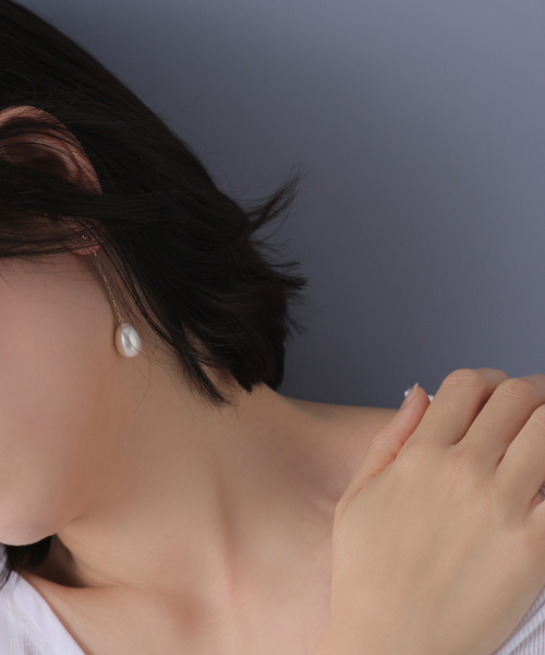 Lilas ピアス バロックパール10mmチェーンピアス K10（両耳