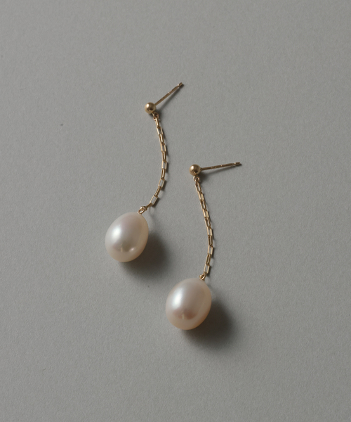 Lilas ピアス バロックパール10mmチェーンピアス K10（両耳