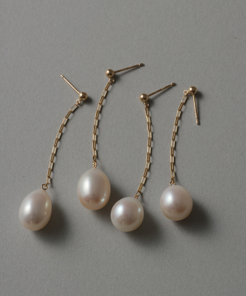 Lilas ピアス バロックパール10mmチェーンピアス K10（両耳