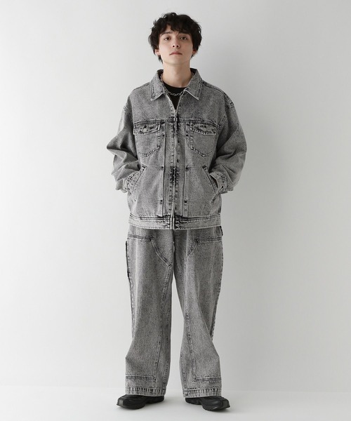 ⭐️ リッチモンド　デストロイ　デニムジャケット　ヴィンテージ ⭐️London 12oz】ワイドシルエットヴィンテージライクデニムジャケット