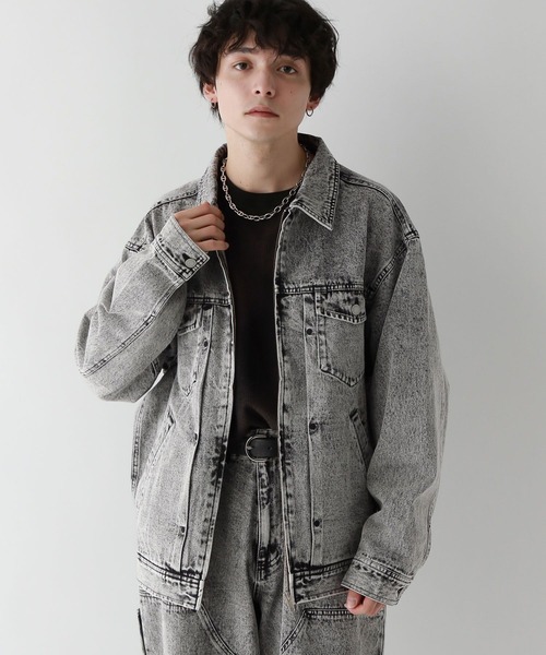 ⭐️ リッチモンド　デストロイ　デニムジャケット　ヴィンテージ ⭐️London 12oz】ワイドシルエットヴィンテージライクデニムジャケット