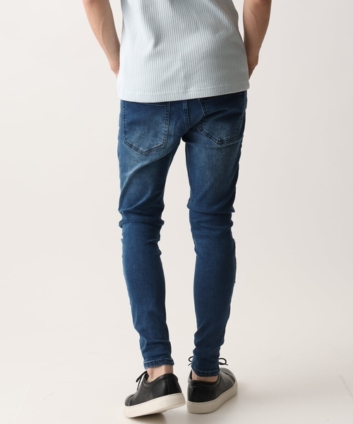 MK MICHEL KLEIN HOMME パンツ ダメージパッチワークストレッチデニム